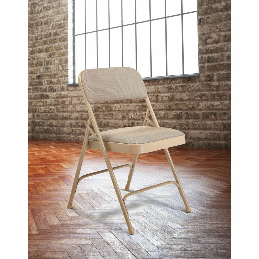 National Public Seating 2200 Series Folding Chair - Café Beige Seat Color - Fabric, High Density Foam (HDF) Seat Material - Café Beige Back Color - High Density Foam (HDF) Back Material - Beige Frame Color - Tubular Steel, Metal Frame Materi