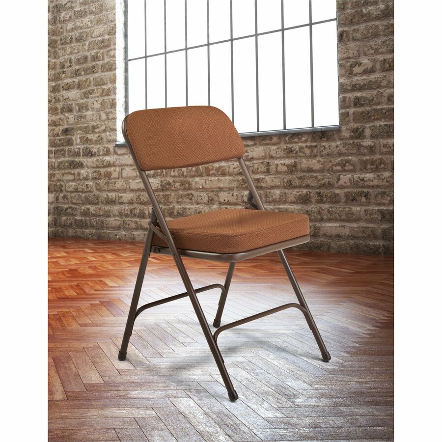 National Public Seating 3200 Series Folding Chairs - Antique Gold Seat Color - Fabric, Foam Seat Material - Antique Gold Back Color - Fabric, Foam Back Material - Brown Frame Color - Tubular Steel Frame Material - Antique Gold - Fabric, Vinyl, Polypropyle