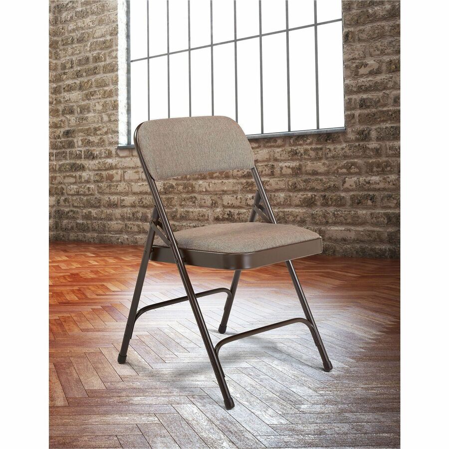 National Public Seating 2200 Series Folding Chair - Russet Walnut Seat Color - Foam, Fabric Seat Material - Russet Walnut Back Color - Fabric Back Material - Gray Frame Color - Metal, Powder Coated Steel Frame Material - Russet Walnut - Fabric, Polypropyl