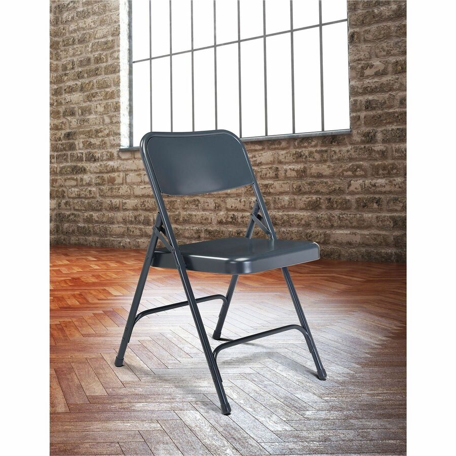 National Public Seating 200 Series All-Steel Folding Chair - Tubular Steel Frame Material - Blue - Steel, Polypropylene - 4 / Carton