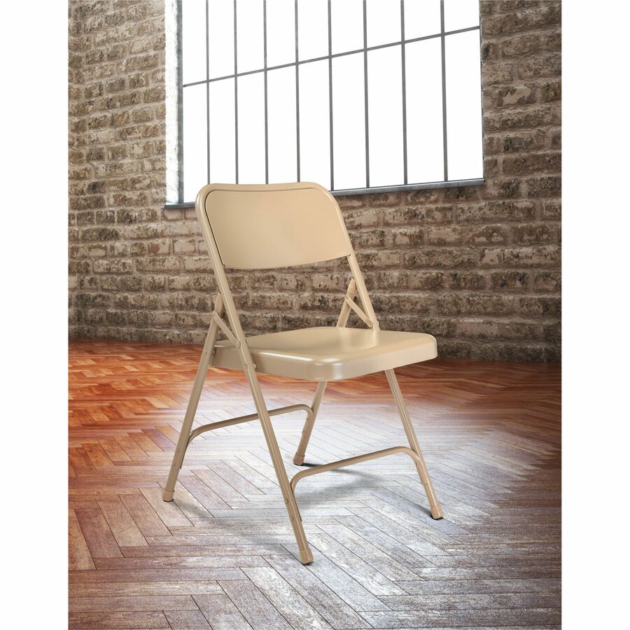 National Public Seating 200 Series All-Steel Folding Chair - Tubular Steel Frame Material - Beige - Steel, Polypropylene - 4 / Carton