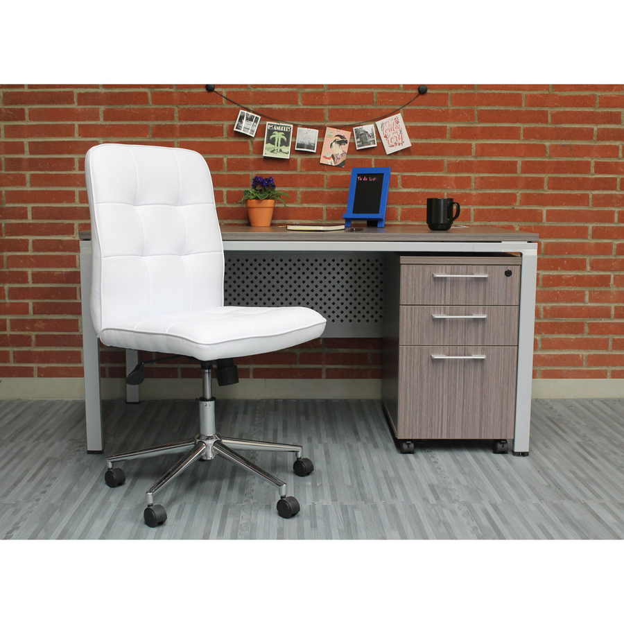 Boss Modern B330 Task Chair - White Seat Color - Vinyl Seat Material - Chrome, Black Frame Color - Chrome Frame Material - 5-star Base - White - 1 Each