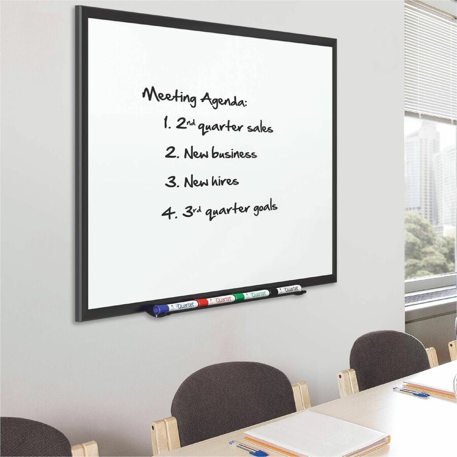 Quartet DuraMax Classic Whiteboard - 60" (5 ft) Width x 36" (3 ft) Height - White Porcelain Surface - Black Aluminum Frame - Rectangle - Horizontal/Vertical - Magnetic - 1 Each