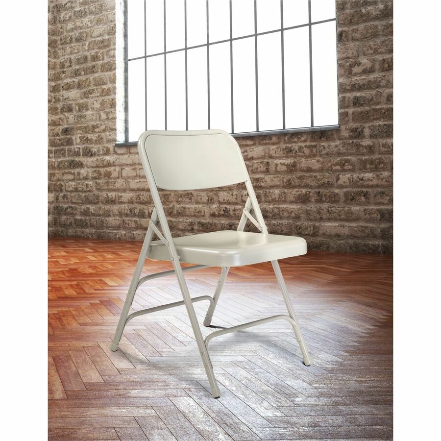 National Public Seating 300 Series All-Steel Folding Chair - Steel Frame Material - Four-legged Base - Gray - Polypropylene - 4 / Carton