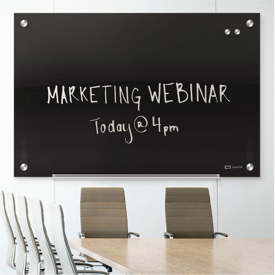 Quartet Infinity™ Glass Magnetic Dry-Erase Board - 96" (8 ft) Width x 48" (4 ft) Height - Black Tempered Glass Surface - Black Frame - Horizontal/Vertical - Magnetic - 1 / Each