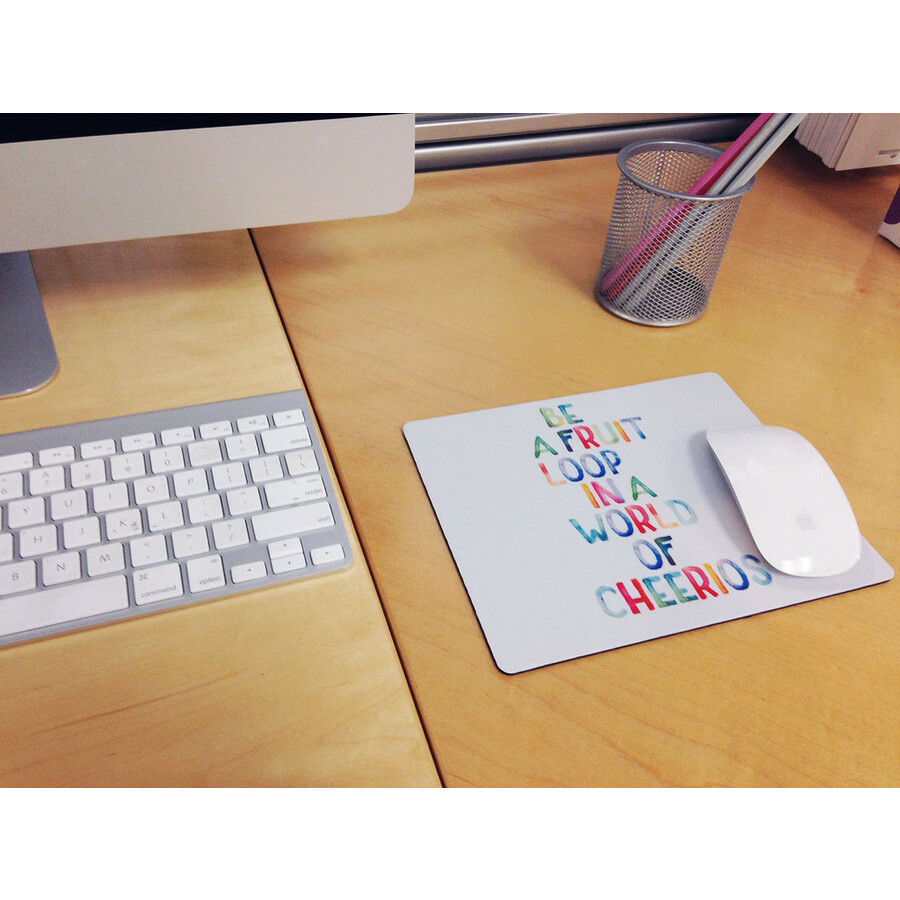 OTM Quotes Prints White Mouse Pad, Fruit Loop - Fruit Loop - White - Rubber - Slip Resistant