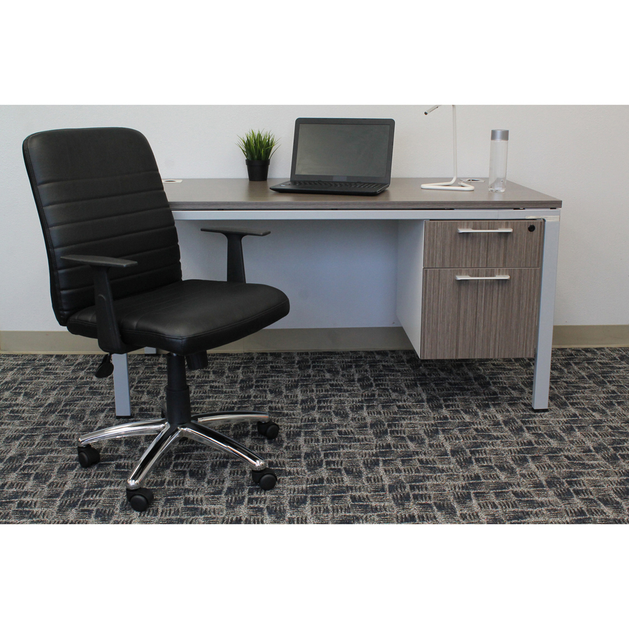 Boss B431-BK Retro Task Chair with Black T-Arms - Black Seat Color - Vinyl Seat Material - Black Back Color - Vinyl Back Material - Chrome, Black Frame Color - Chrome Frame Material - 5-star Base - 1 Each