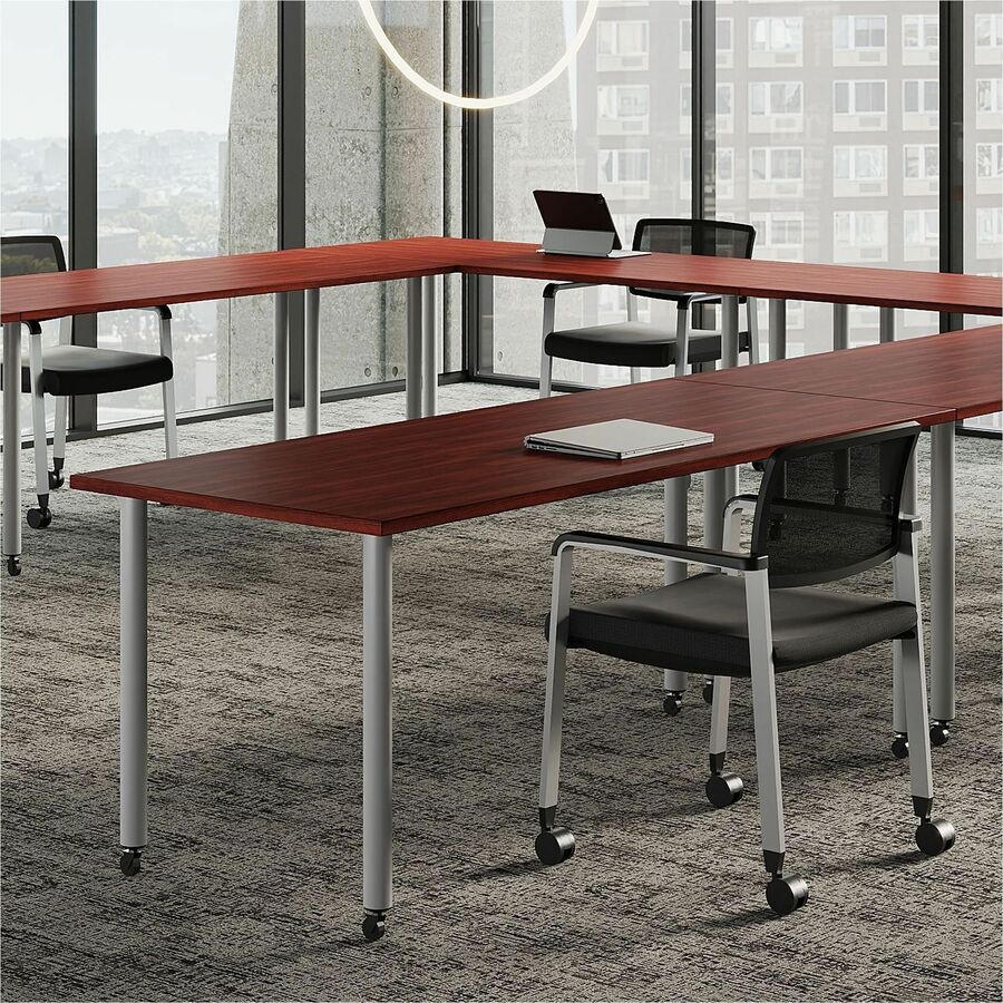 Lorell Training Tabletop - Cherry Rectangle, Laminated Top - Adjustable Height - 72" Table Top Width x 30" Table Top Depth x 1" Table Top Thickness - Assembly Required - 1 Each