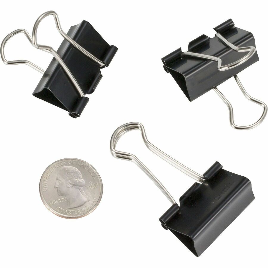 Officemate Binder Clips - Medium - 9" Length x 2.4" Width - 0.62" Size Capacity - for File - Corrosion Resistant, Durable - Black - 12/Box - 12 / Pack