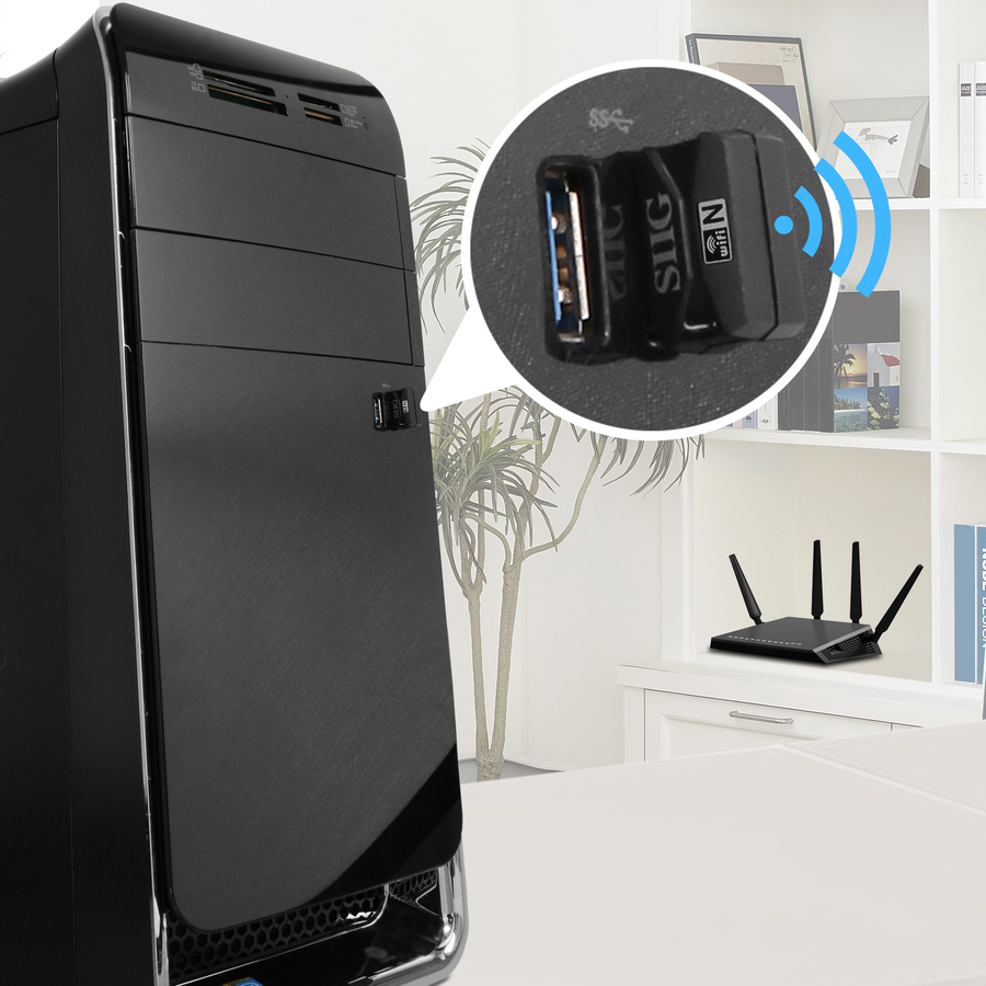 SIIG IEEE 802.11n Wi-Fi Adapter for Desktop Computer, Notebook