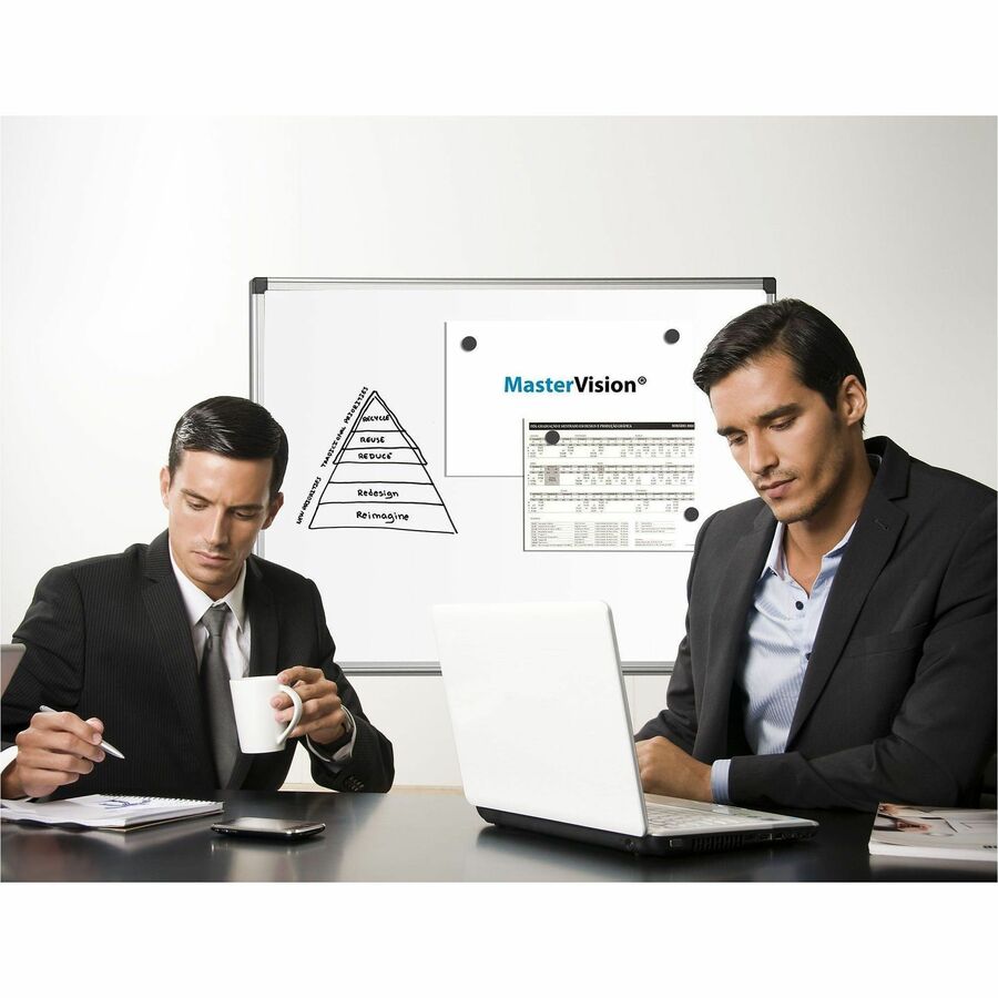 BVCMA0307170 - Dry-erase board features a lacquered steel, Gold Ultra surface to resist staining and maintain its bright appearance. Magnetic backing allows you to quickly secure items for display or attach your magnetic accessories (sold separately). Included mounting hardware works with the four-corner system to mount the board either vertically or horizontally for optimal placement. Pen tray ensures you always have your writing utensils within easy reach.