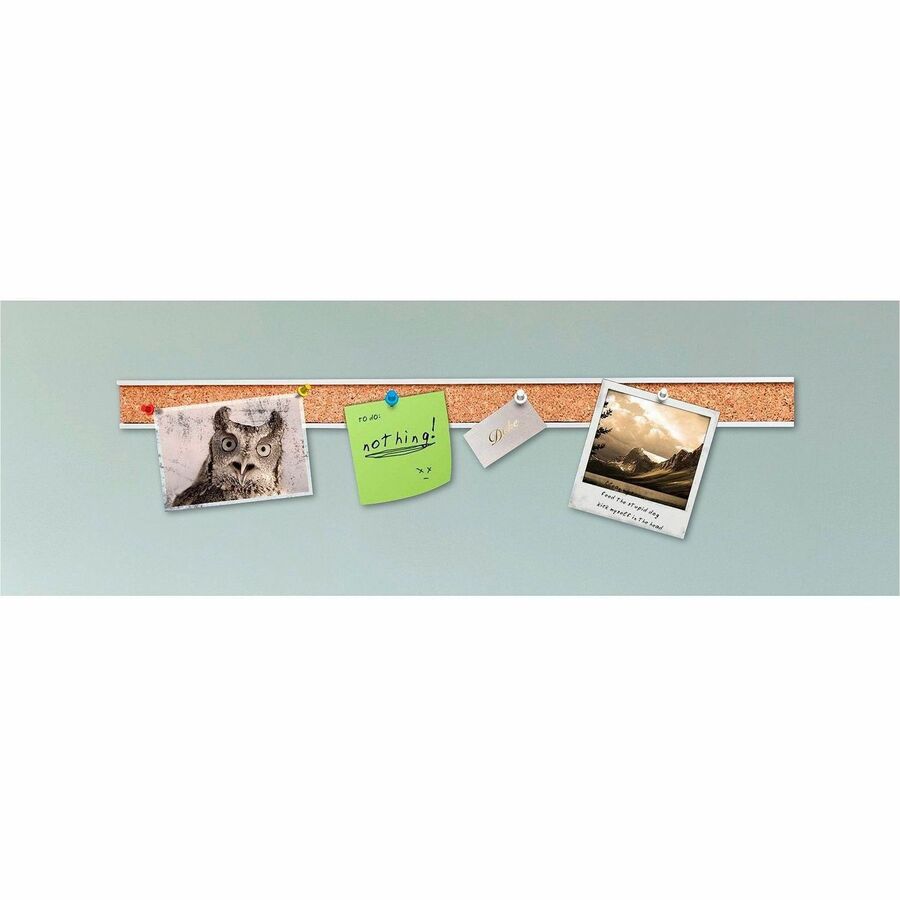 Lorell Cork Strip Bulletin Bars - 36" Board Width - Cork Surface - Self-healing, Fade Resistant, Self-sealing - Anodized Aluminum Frame - 3 / Bundle