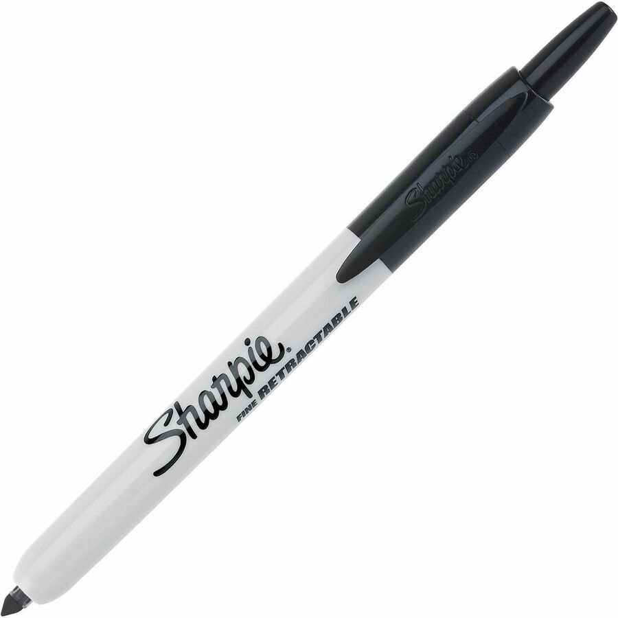 Sharpie Precision Permanent Marker - Fine Marker Point - Retractable - Black Ink - 6 / Box