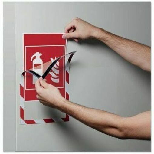 DURABLE DURAFRAME Document Frame - Holds 8.50" x 11" Insert - Rectangle - Surface - Horizontal, Vertical - Magnetic, Self-adhesive, Sturdy - Red, White - 2 / Pack