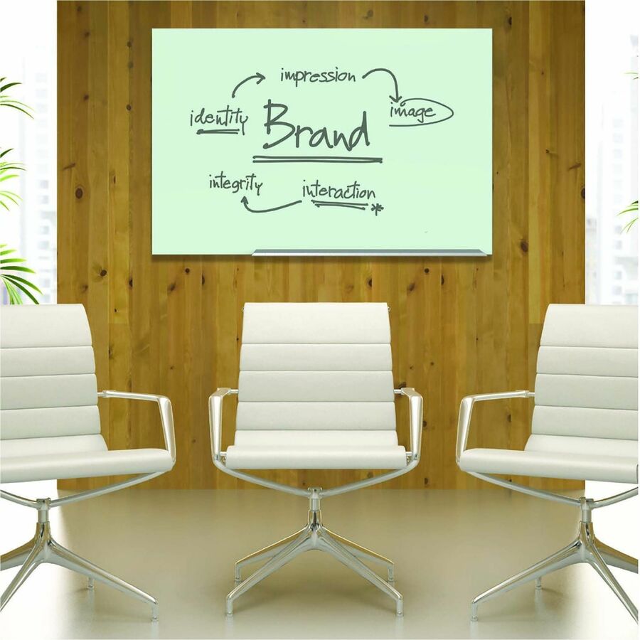 Quartet Element Framed Magnetic Glass Dry-Erase Boards - 85" (7.1 ft) Width x 48" (4 ft) Height - White Tempered Glass Surface - Silver Aluminum Frame - Rectangle - Horizontal - Magnetic - Stain Resistant, Ghost Resistant, Marker Tray - 1 Each