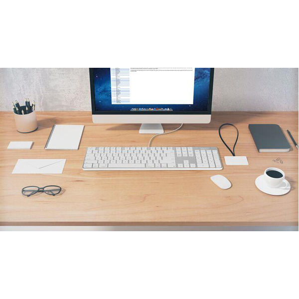 Macally Ultra-Slim aluminum USB Wired Keyboard for Apple Mac, Macbook Pro/ Air, Laptop, & Windows PC (SLIMKEYPROA). Full size The Macally SLIMKEYPROA slim USB keyboard has a standard layout with 104 full size, yet thin, keys for a comfortable and efficie