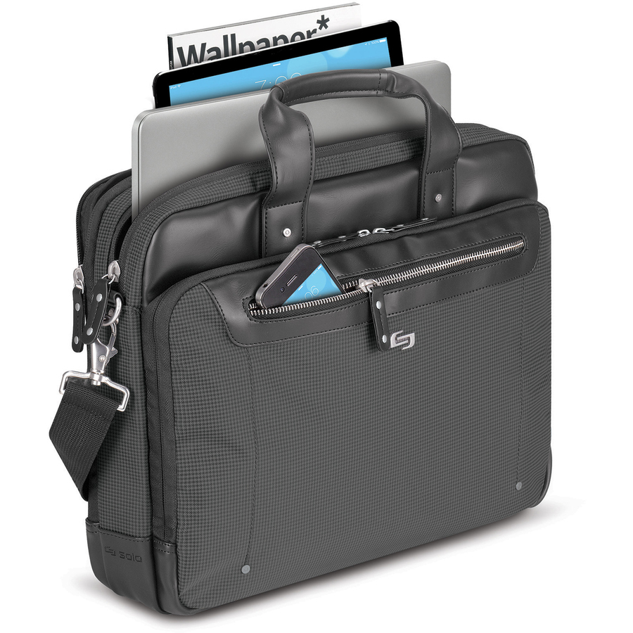 Solo Gramercy Travel/Luggage Case (Briefcase) for 15.6" Notebook - Gray - Bump Resistant Interior, Scratch Resistant Interior - Handle, Shoulder Strap