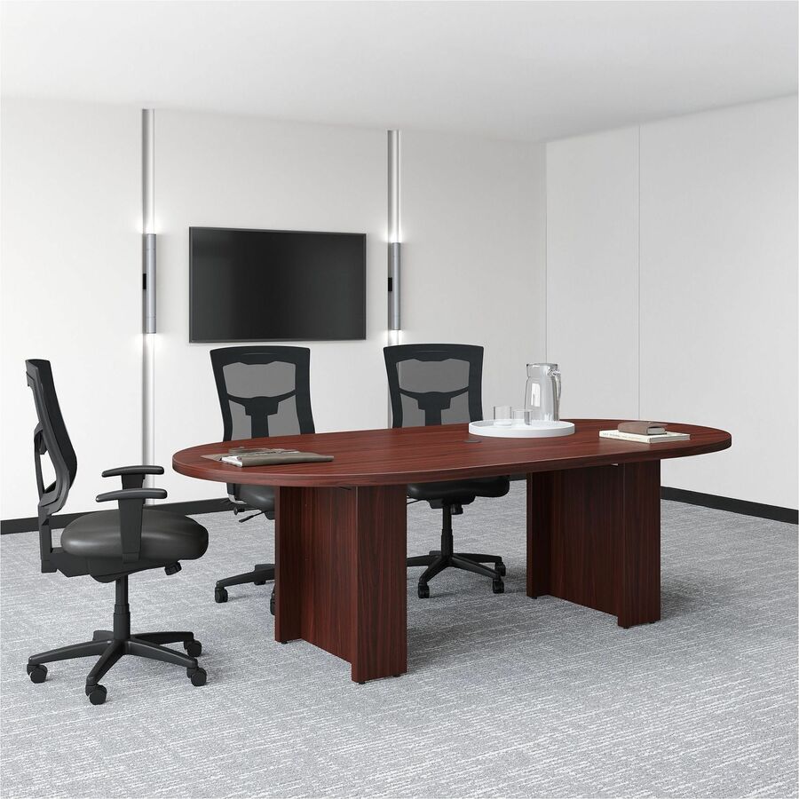Lorell Prominence 2.0 Half-Racetrack Conference Tabletop - Mahogany Racetrack, Laminated Top - 72" Table Top Width x 48" Table Top Depth x 1.50" Table Top Thickness - Conferencing, Office - Assembly Required - Particleboard Top Material - 1 Each