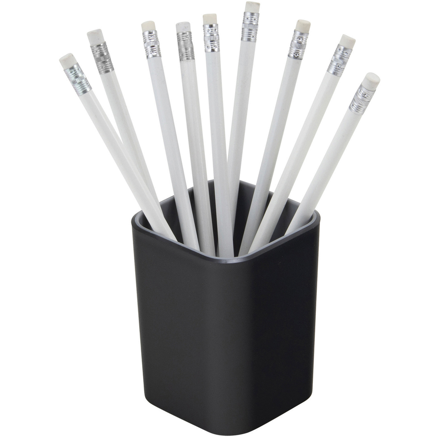 Advantus Fusion Pencil Cup - 4" x 2.8" x 2.8" x - Polystyrene - 1 Each - Black, Gray