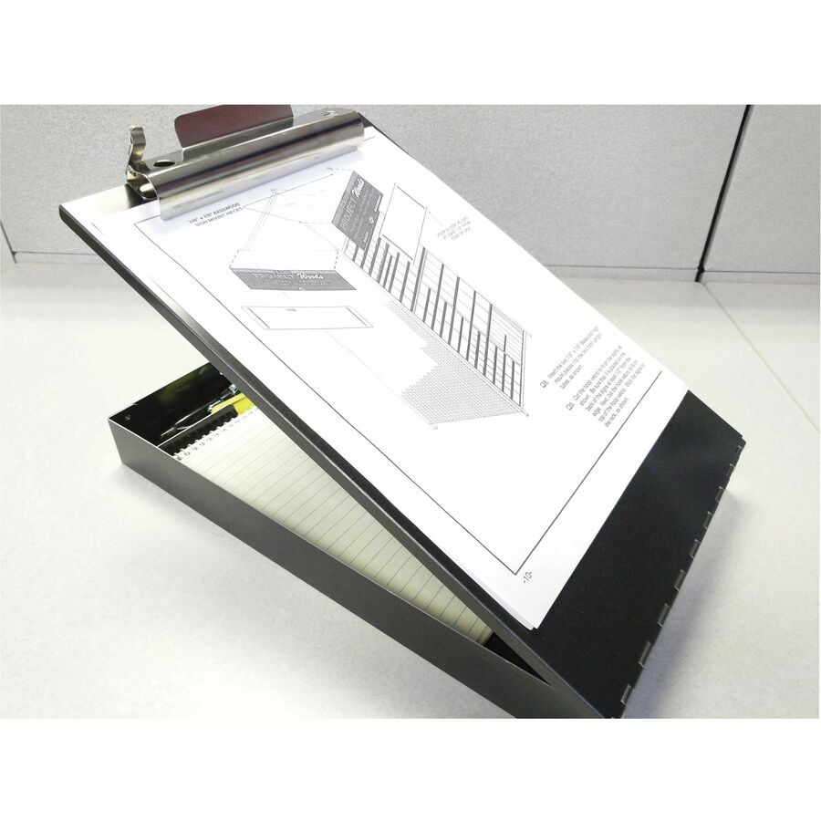 Saunders Redi-Rite Aluminum Storage Clipboard - 8 1/2" x 11" - Aluminum - Black - 1 Each