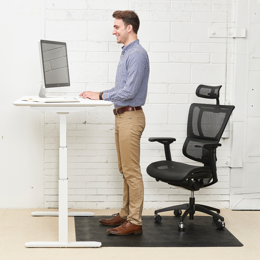 Deflecto Ergonomic Sit-Stand Chair Mat - Hard Floor, Carpet - 48" Length x 36" Width x 0.38" Thickness - Rectangle - Foam - Black