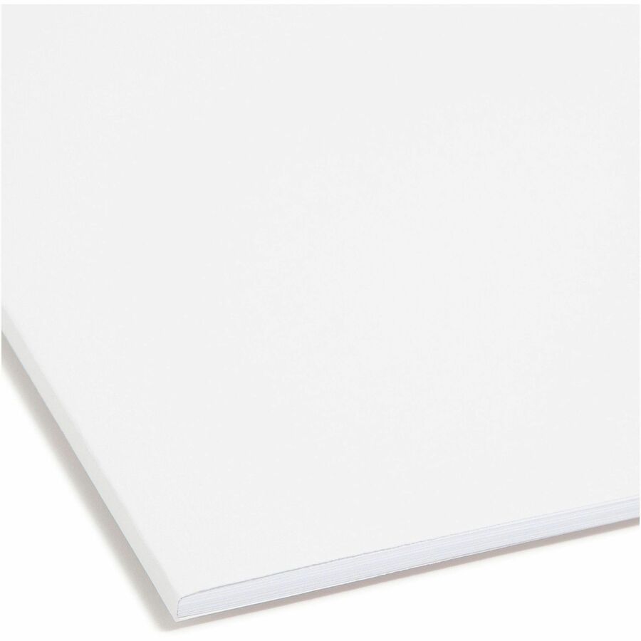 Image of Smead 1/3 Tab Cut Letter Recycled Fastener Folder - 8 1/2" x 11" - 3/4" Expansion - 2 x Prong K Style Fastener - 2" Fastener Capacity - Assorted Tab Position - 11 pt. - White - Durable, Reinforced Tab - 10% Recycled - 50 / Box