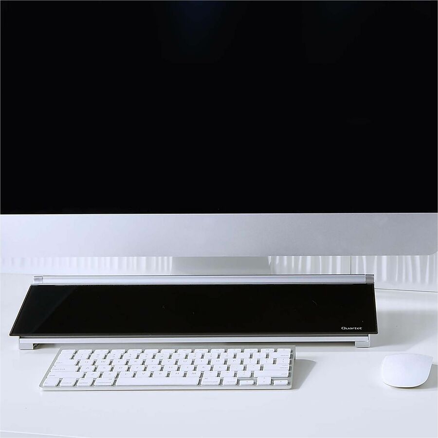 Quartet Glass Dry-Erase Desktop Computer Pad - 6" (0.5 ft) Width x 18" (1.5 ft) Height - Black Glass Surface - Rectangle - Horizontal - Desktop - 1 Each