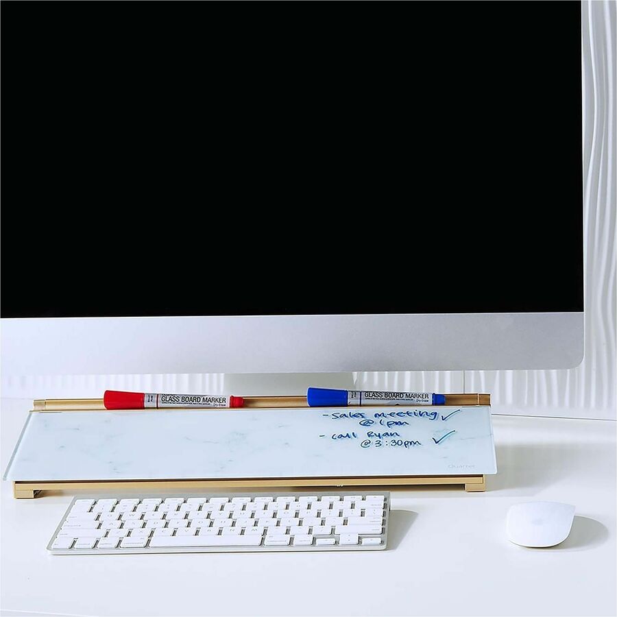 Quartet Glass Dry-Erase Desktop Computer Pad - 6" (0.5 ft) Width x 18" (1.5 ft) Height - Marble Glass Surface - Rectangle - Horizontal - Desktop - 1 Each