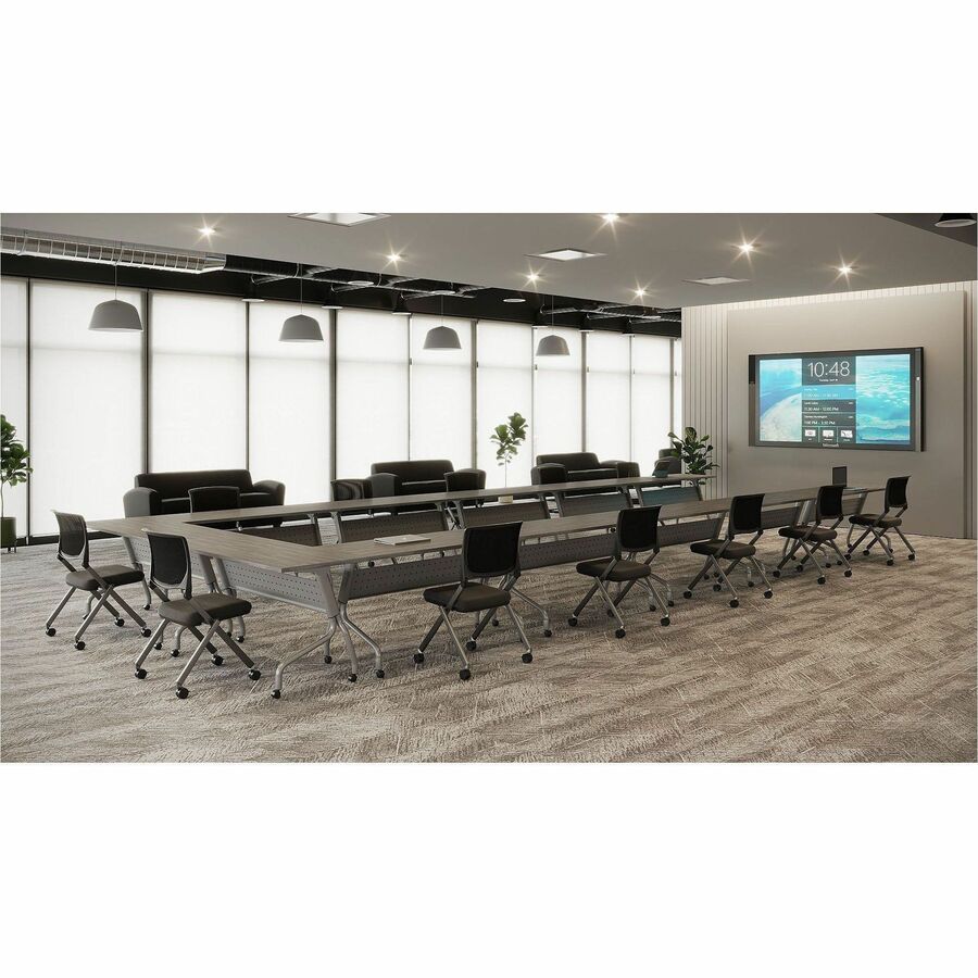 Lorell Flip Top Training Table - Charcoal Rectangle, Melamine Top - Black Four Leg Base - 4 Legs x 48" Table Top Width x 23.60" Table Top Depth - 29.50" Height - Assembly Required - Melamine - 1 Each