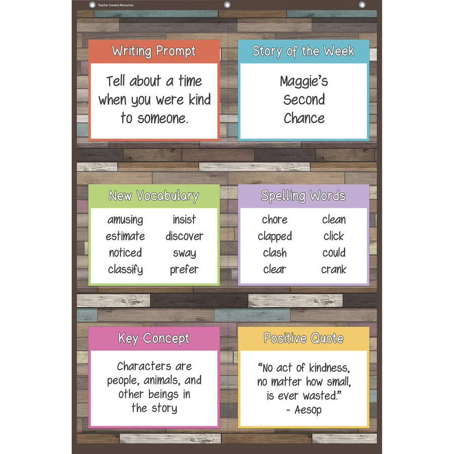 Picture of Teacher Created Resources Reclaimed Wood 6 Pocket Chart