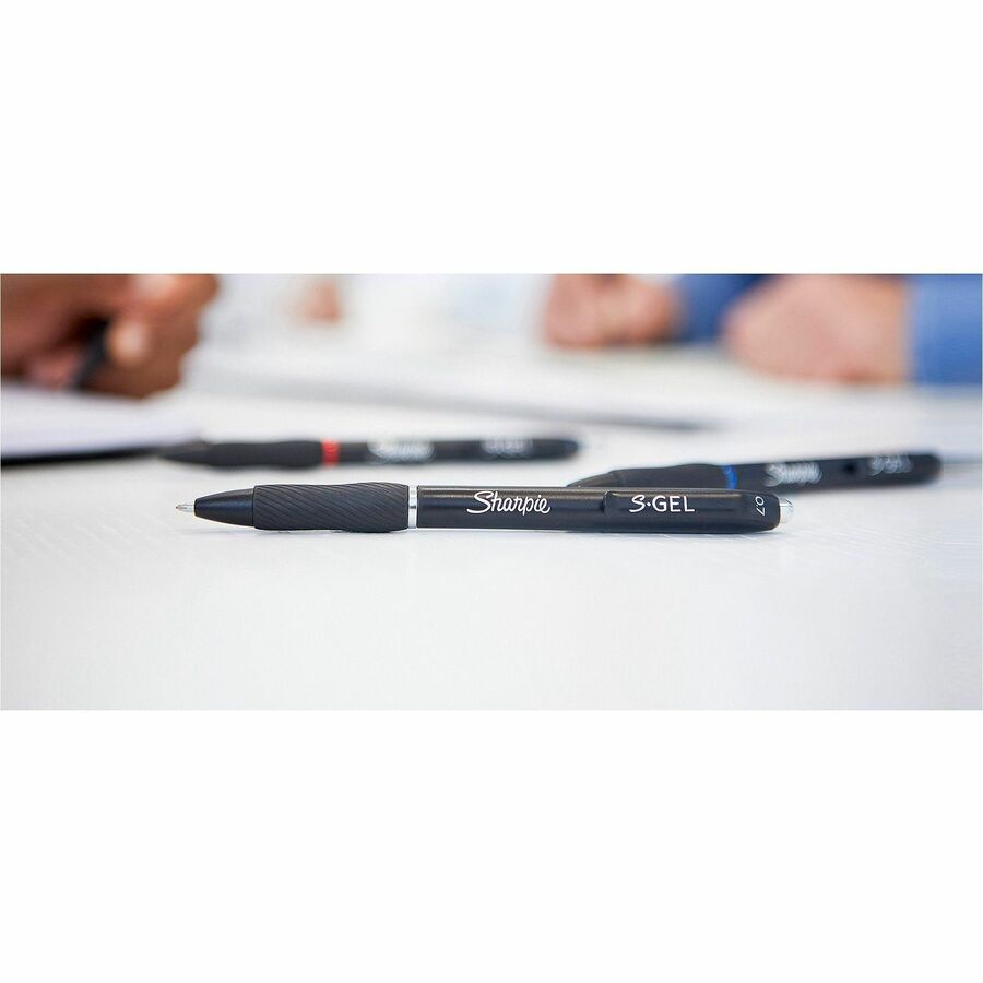 Sharpie S-Gel Pens - 0.7 mm Medium Pen Point - Refillable - Retractable - Black, Blue, Red Ink - Gel-based - Black Barrel - 4 / Pack