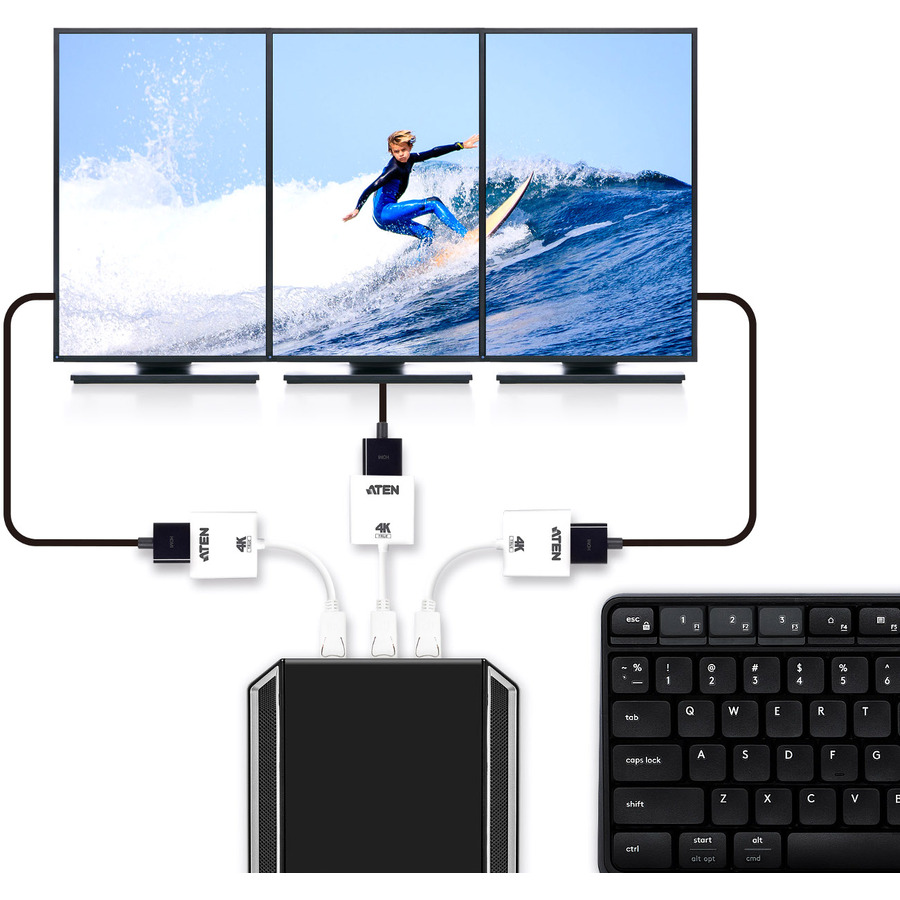 ATEN DisplayPort to True 4K HDMI Active Adapter - 4096 x 2160 - DisplayPort - 1 x HDMI Out - Plastic