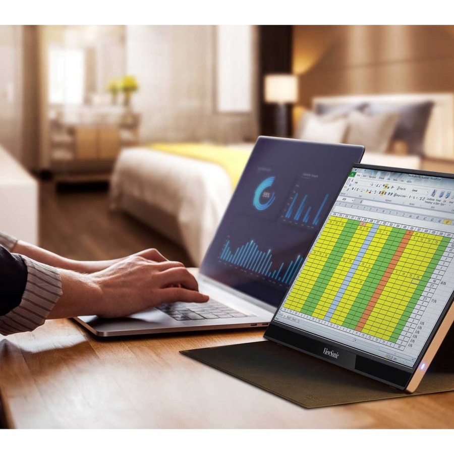 ViewSonic 15.6 Inch 1080p Portable Monitor with 2 Way Powered 60W USB C, IPS, Eye Care, Dual Speakers, Built in Stand with Smart Cover (VG1655)