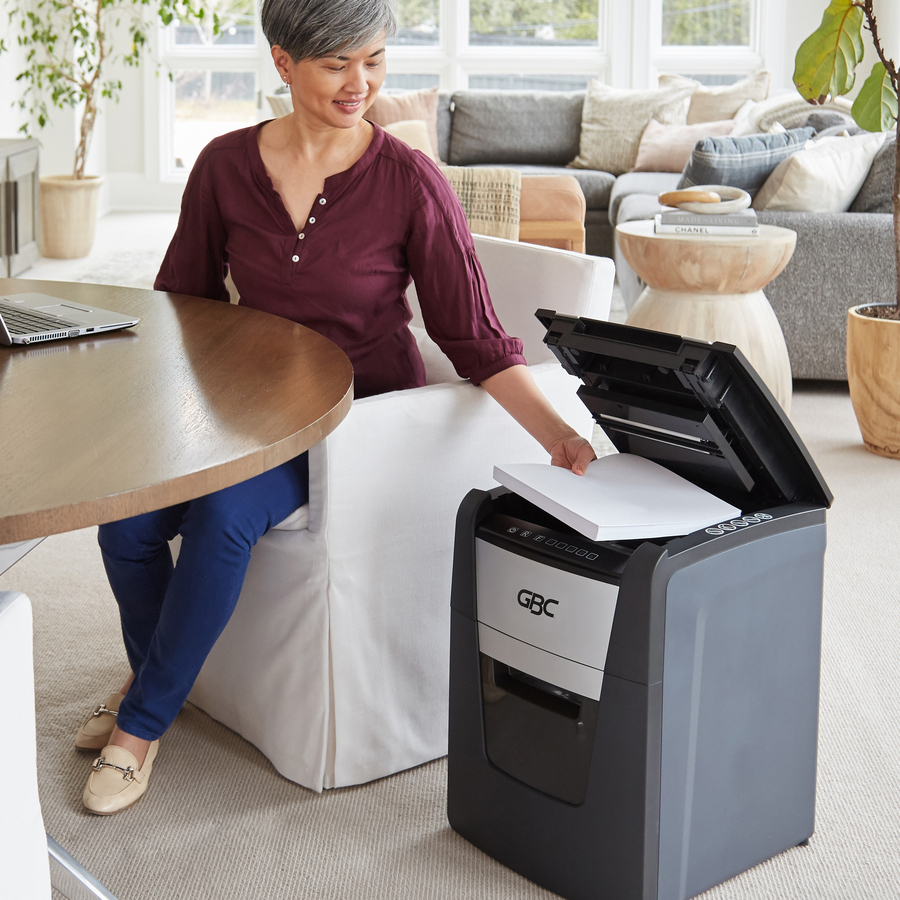 Picture of AutoFeed+ Home Office Shredder, Auto 100-Sheet Feed, 8 Manual, Super Cross-Cut P-4, 20 min, 9 gal, 1 EA