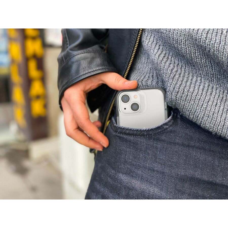 GEAR4 Crystal Palace clear protective case for Apple iPhone 13 mini — life-style view