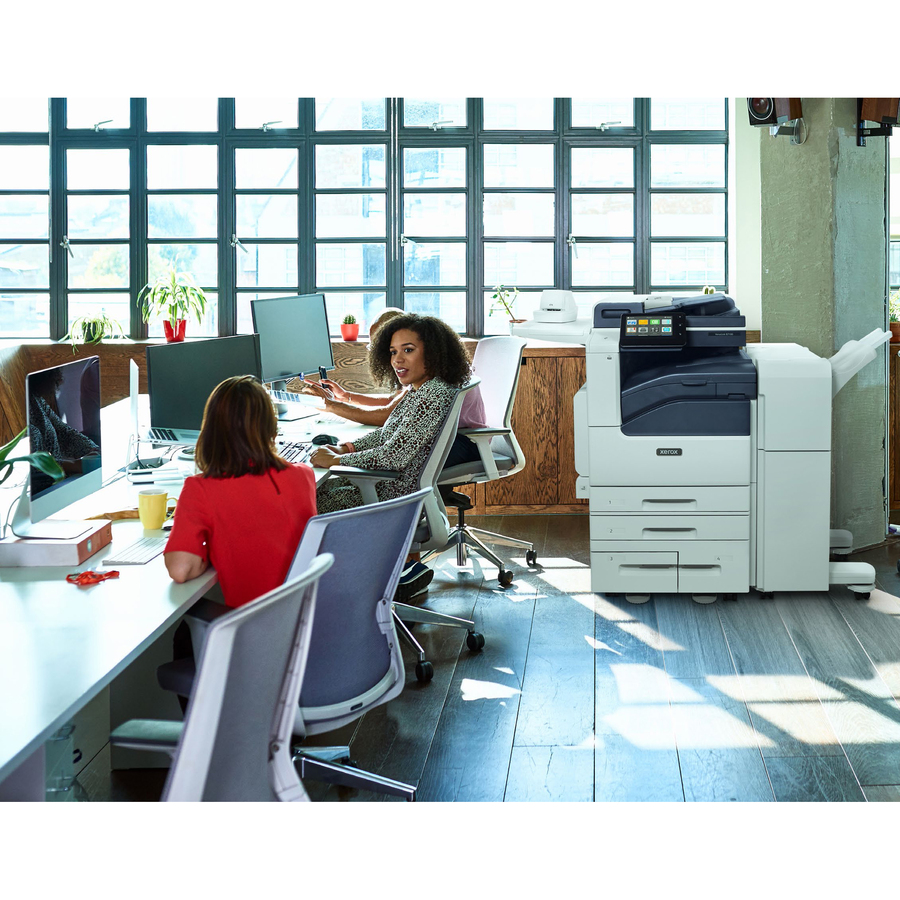 Xerox VersaLink B7100 MFP B7130/ENGH2 monochrome multifunction printer with dual trays, 320 GB hard drive, and 130-sheet DADF — life-style view