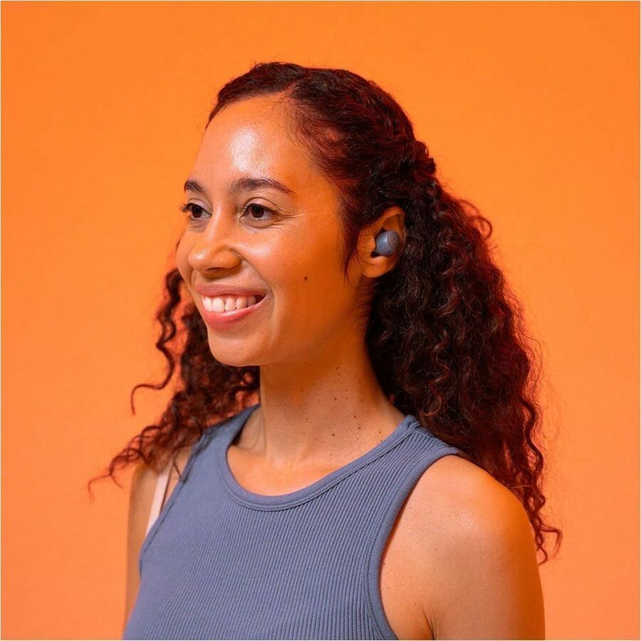 JLab Go Air Pop true wireless earbuds with compact charging case — life-style view