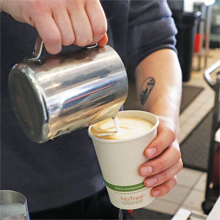 World Centric Compostable NoTree Paper Hot Cups - 8 fl oz - Natural - Paper - Hot Drink, Cafe, Restaurant, Beverage, Coffee, Tea, Hot Chocolate - 20 / Carton - Kennedy Office