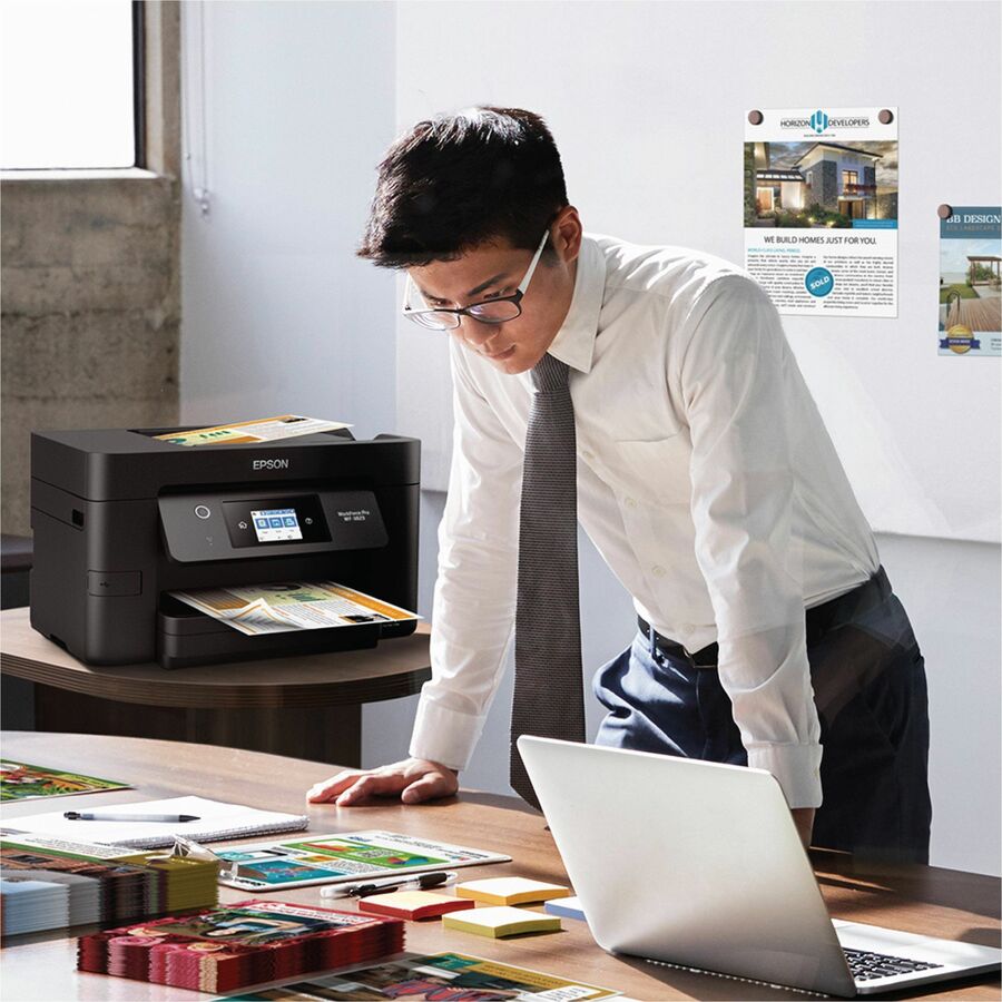 Epson WorkForce Pro WF-3823 color all-in-one printer with touchscreen and wireless connectivity — life-style view