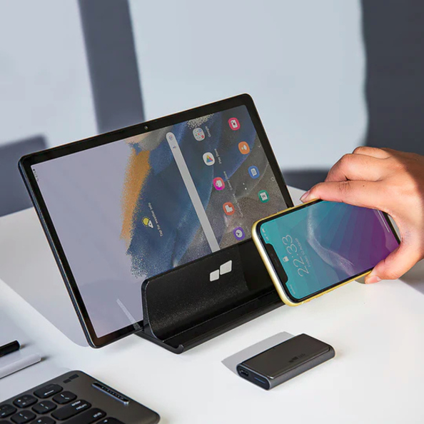 Mobile Pixels adjustable laptop stand for laptops, notebooks, tablets, and phones — life-style view