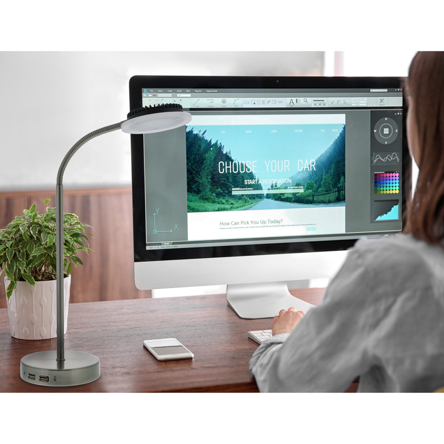 Picture of Bostitch Adjustable USB Desk Lamp, Gray