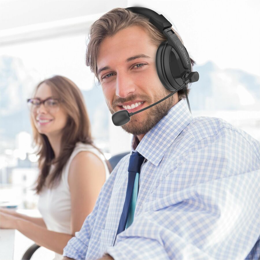 Morpheus 360 deluxe multimedia stereo USB headset with adjustable microphone — life-style view