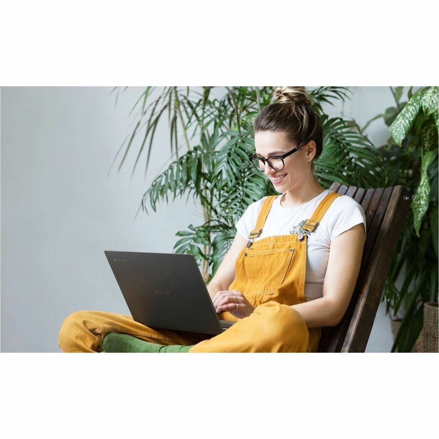 ASUS Chromebook Flip 14-inch grey 2-in-1 laptop with Full HD touchscreen — life-style view
