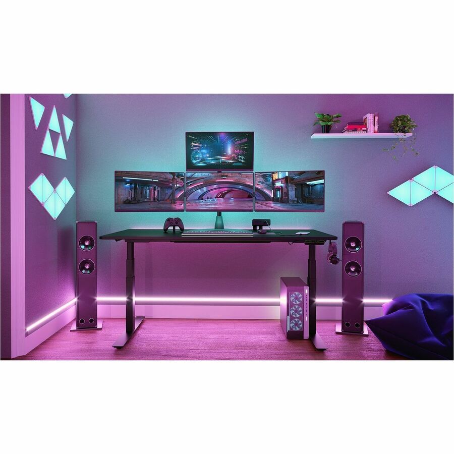 100 SERIES 1 OVER 3 DESK STAND, BLACK, HOLDS 25 LBS PER MONITOR, DUAL 34IN SCREE — life-style view