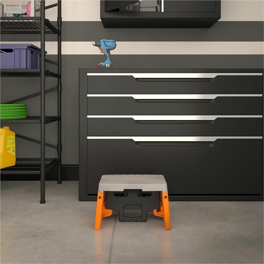 Cosco 1-Step Molded Folding Step Stool - 1 Step - 300 lb Load Capacity - Type IA - Gray, Orange