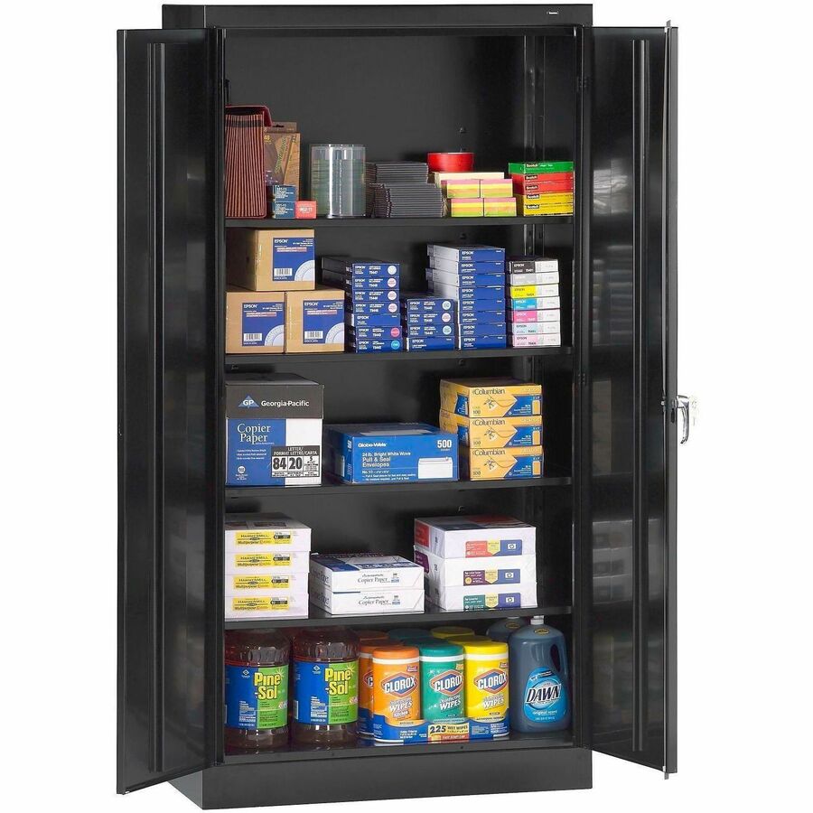 Tennsco Standard-size Storage Cabinet - 36" Width x 18" Depth x 72" Height - Welded, Reinforced Door, Pull Handle, Key Lock - Black - Powder Coated - Steel - Recycled