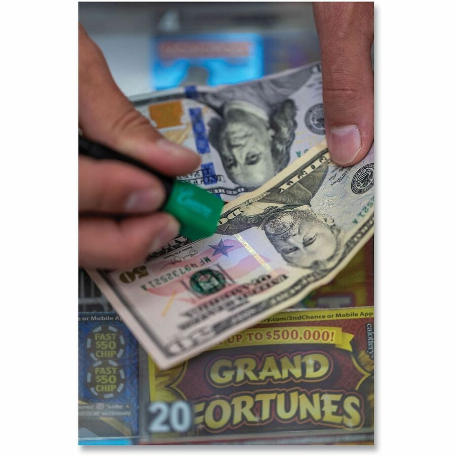 Dri Mark Counterfeit Dual Detector Pen - Ultraviolet, Watermark, Ink - Black, Green - 6 / Pack