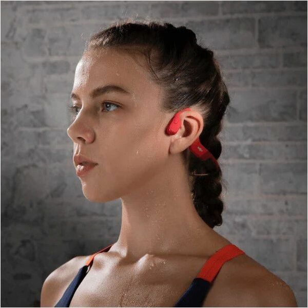 SHOKZ OpenRun BT Bone Conduction Open-Ear Endurance Headphones, Red