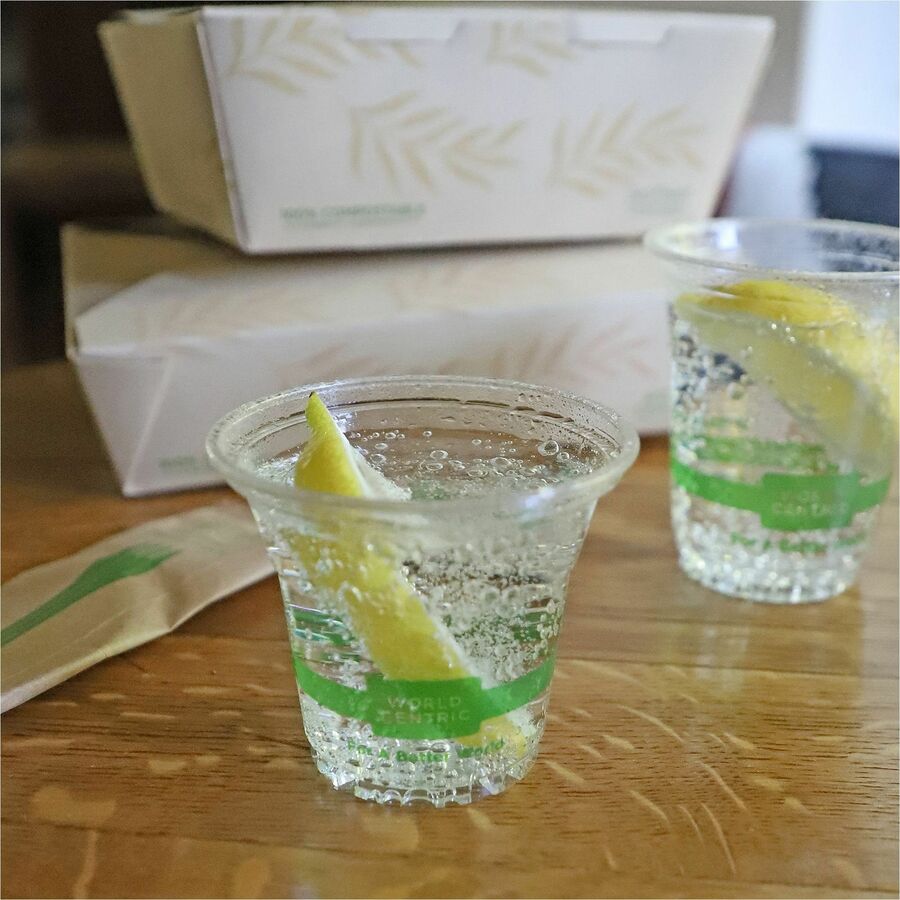 World Centric Compostable Clear Cold Cups - 5 fl oz - Clear - Polylactic Acid (PLA) - Cold, Cafe, Deli, Restaurant, Cold Drink, Hot Food - 2000 / Carton