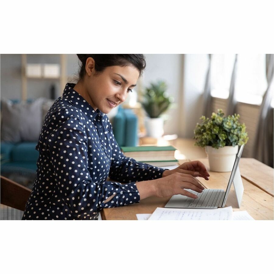 ASUS Chromebook Detachable in silver with 10.5-inch touchscreen and detachable keyboard design — life-style view
